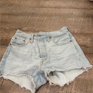 Levi's Light Blue High-Rise Cutoff Denim Shorts